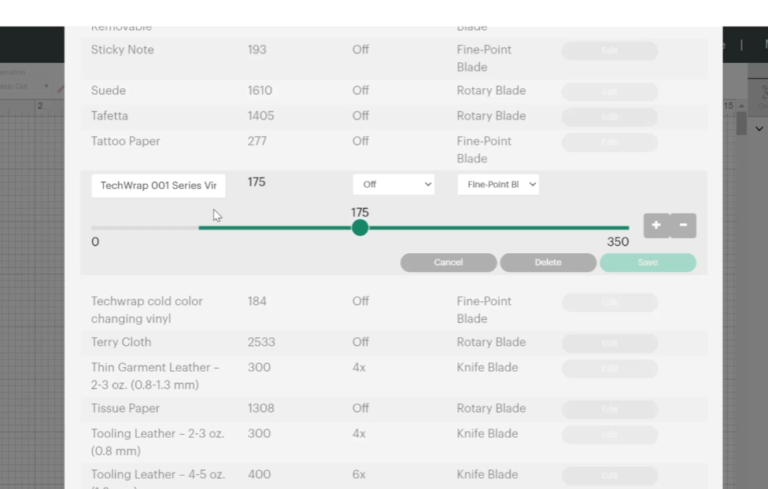 HOW TO CREATE A CUSTOM MATERIAL SETTING IN CRICUT DESIGN SPACE - Dusty ...